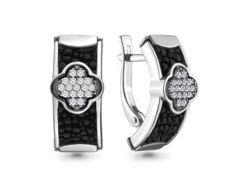 Серьги с английским замком Aquamarine, белое золото 585 проба, вставка бриллиант