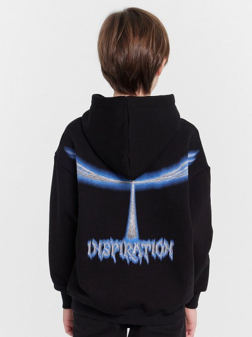 Худи для мальчиков черное с принтом "Inspiration", фото 4 из 7