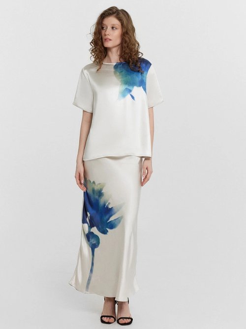 Блузка женская молочная с принтом, фото 2 из 5