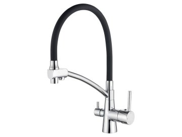 Смеситель кухонный черный+хром (две воды) Ledeme арт. L4855-2