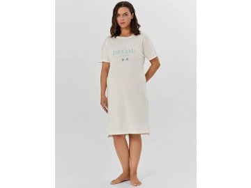 Сорочка ночная женская кремовая с принтом "Dreams"