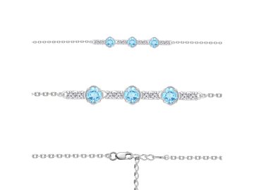Браслет декоративный Aquamarine, серебро 925 проба, вставка фианит