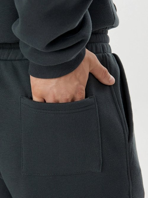 Теплый комплект мужской темно-зеленый из футера с начесом, фото 9 из 24