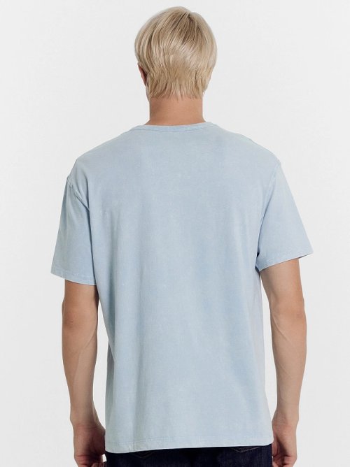 Футболка мужская голубая с печатью, фото 2 из 5