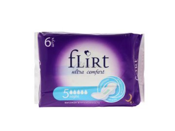 Прокладки гигиенические Flirt ночные, 6 шт в Минске Мила