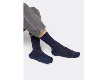 Высокие мужские носки темно-синего цвета в мелкий красный горошек Марк Формель