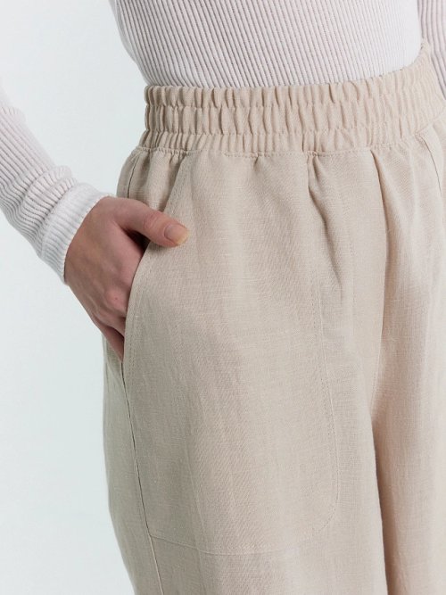 Брюки женские бежевые из коллекции "Premium Linen", фото 5 из 6
