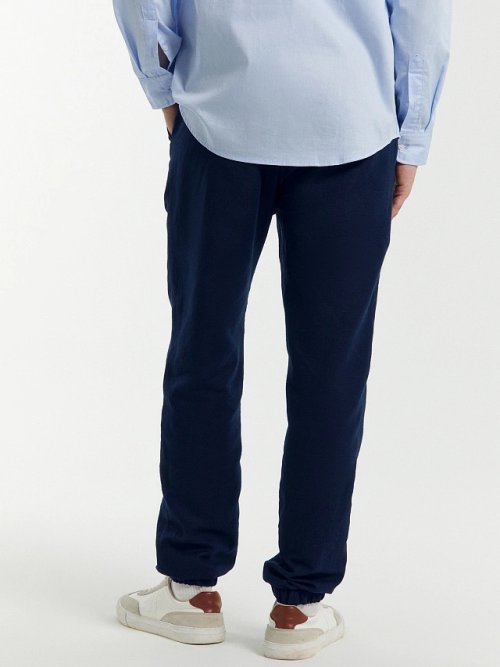 Брюки мужские темно-синие из хлопка и льна, фото 5 из 7