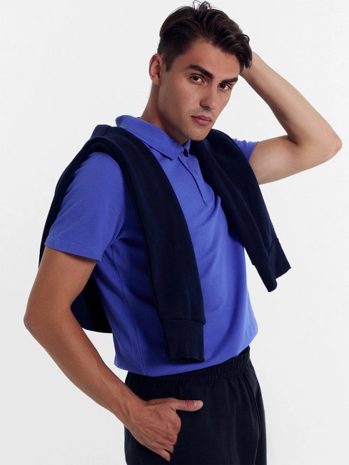 Джемпер-поло хлопковый в голубом оттенке, фото 6 из 6