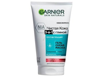 Средство косметическое для лица GARNIER Skin Naturals 3-в-1 с глиной, 150 мл
