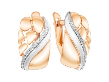 Серьги с английским замком BIRYUZA, серебро 925 проба, вставка цирконий