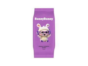 Акции Милы Светлогорск Только в сети «Мила» - Салфетки влажные детские SUNNY BUNNY Зайчик сиреневый, 8 шт, арт.12
