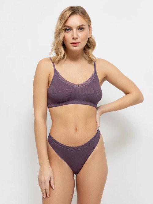 Бюстье в оттенке "гортензия" с кружевным декором, фото 2 из 5