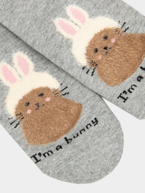 Носки женские серые с рисунком "зайки", фото 2 из 2