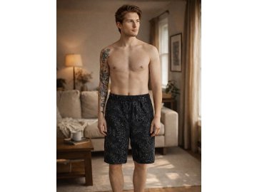 Шорты домашние мужские черные с принтом