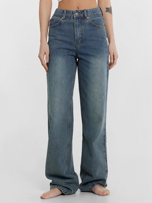 Джинсы женские синие с эффектом выцветания, фото 2 из 6