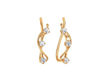 Серьги клаймберы Karatov, красное золото 585 проба, вставка фианит