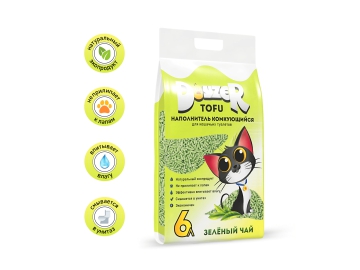 Наполнитель DOYZER TOFU, соевый комкующийся, с ароматом зеленого чая 2,5 кг (6 л) в Молодечно Зообазар