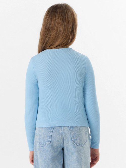 Джемпер для девочек голубой с декоративными бантиками, фото 2 из 5