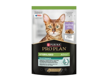 Пауч Purina Pro Plan для стерилизованных кошек, паштет с индейкой, 75 г
