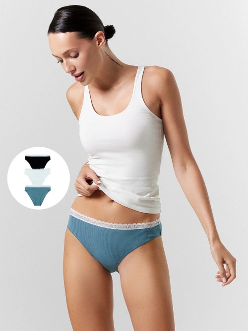 Трусы женские классические мультипак (3 шт.) в голубом оттенке, фото 1 из 30