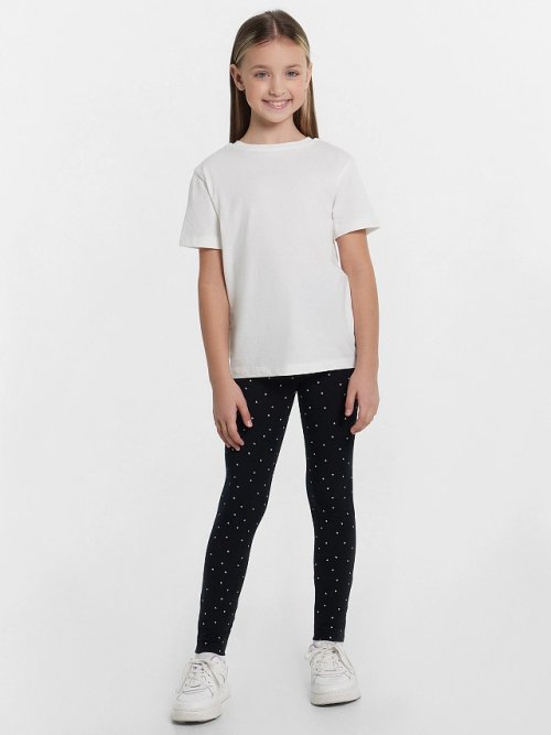 Легинсы для девочек черные с сердечками, фото 3 из 5