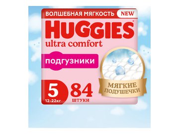 Детские одноразовые подгузники HUGGIES Ultra Comfort 5 Disney Girl (12-22кг) 84 шт.