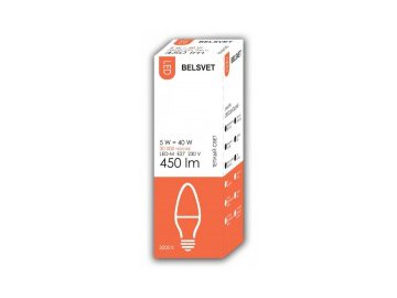 Лампочка belsvet led-м c37 5w 3000 к e27 (свеча) в Орше Электросила