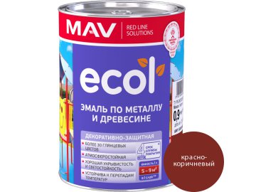 Эмаль ECOL по металлу и древесине (ПФ-115) красно-коричневая глянцевая  1,0л (0,9 кг)