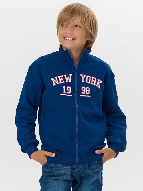 Толстовка для мальчиков синяя на молнии, фото 2 из 8