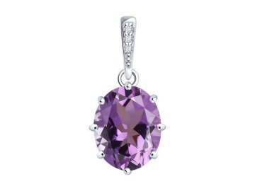 Подвеска декоративная Diamant, серебро 925 проба, вставка фианит/аметист