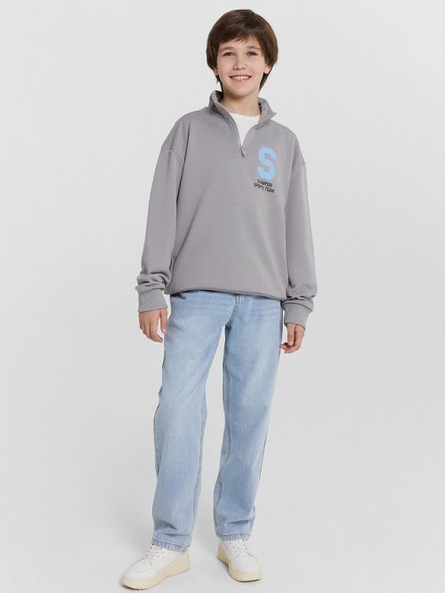 Толстовка для мальчиков серая с принтом на груди, фото 3 из 6