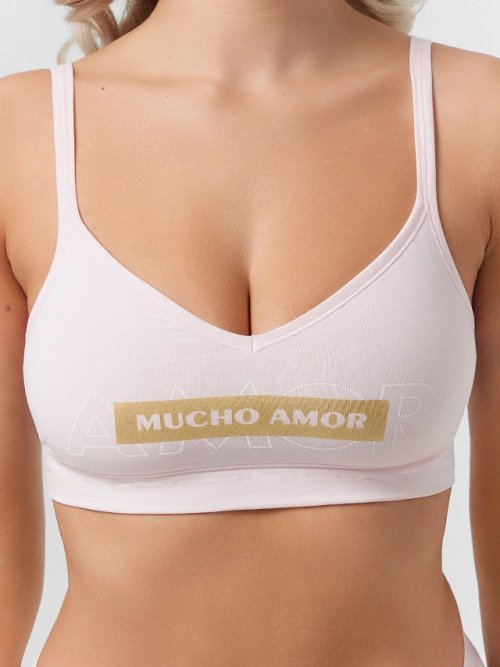 Бюстье женское розовое с надписью "Mucho amor", фото 1 из 16