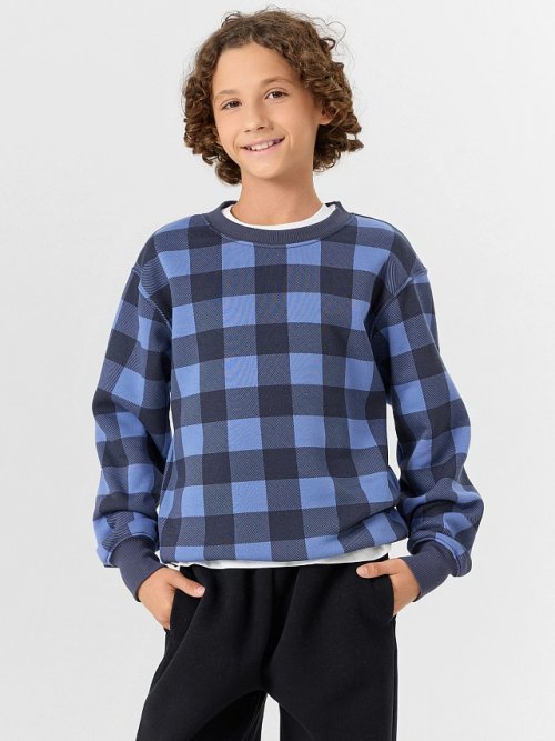 Свитшот для мальчиков синий в клетку, фото 6 из 6