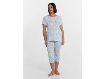 Комплект женский (джемпер, капри) в нежно-голубой орнамент