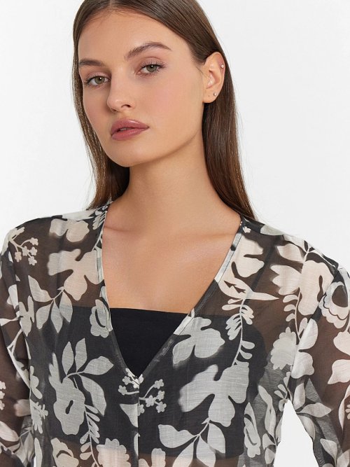 Блузка женская зеленая с цветочным принтом, фото 4 из 6