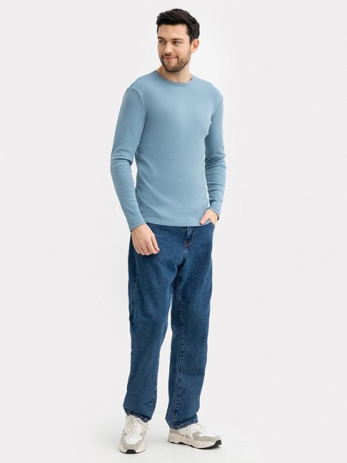 Лонгслив мужской в серо-голубом цвете, фото 2 из 5