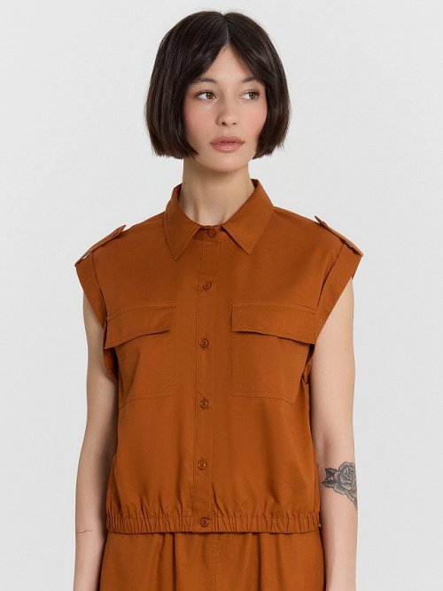 Блузка женская коричневая, фото 1 из 8