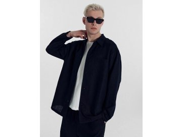 Рубашка мужская черная из хлопка и льна в Гомеле Марк Формель