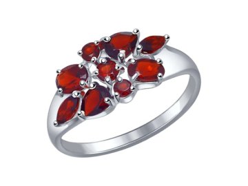 Кольцо декоративное SOKOLOV, серебро 925 проба, вставка гранат