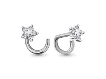 Пирсинг в нос Aquamarine, белое золото 585 проба
