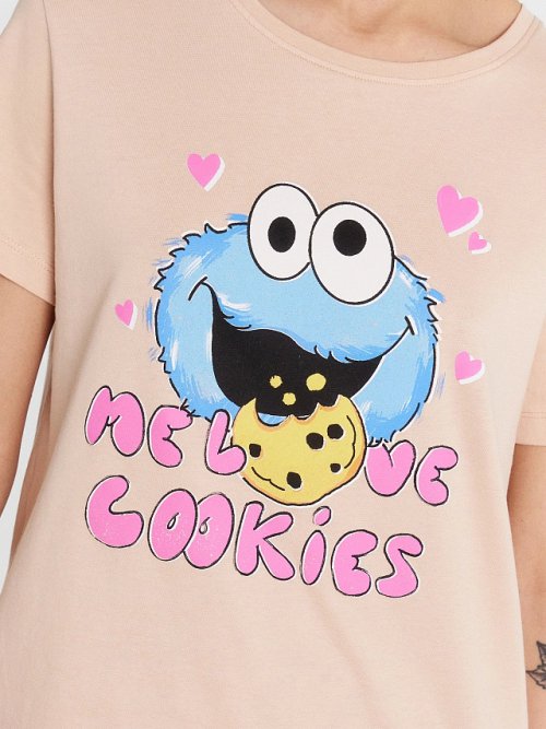 Пижама женская бежевая с принтом "monsters cookies", фото 6 из 18