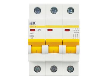 Выключатель автоматический IEK ВА 47-29 20А 3P 4.5кА С MVA20-3-020-C