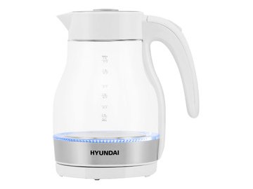 Электрический чайник Hyundai HYK-G3802 белый/серебристый (стекло) на акции в магазинах 5 элемент