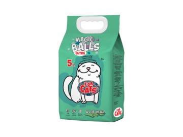 Наполнитель комкующийся FOR CATS MAGIC BALLS Ultra с ароматом алоэ вера, 5л.