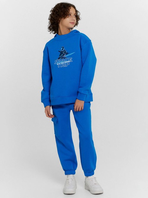 Худи для мальчиков синее с принтом "Space trip", фото 3 из 5
