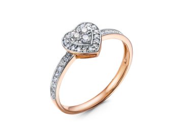 Кольцо декоративное RoseGrace, красное золото 585 проба, вставка бриллиант