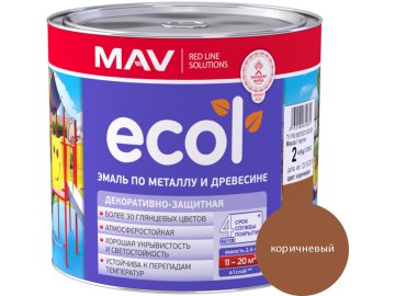 Эмаль ECOL по металлу и древесине (ПФ-115) коричневая глянцевая  2,4л (2 кг)