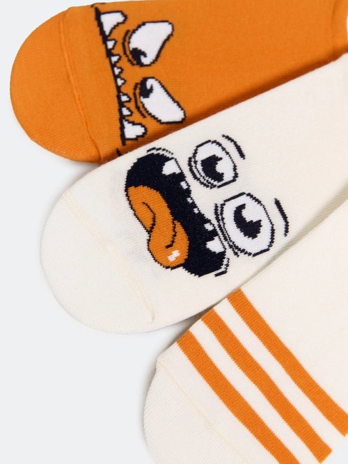 Носки детские мультипак (3 пары) в молочно-оранжевом цвете, фото 4 из 12