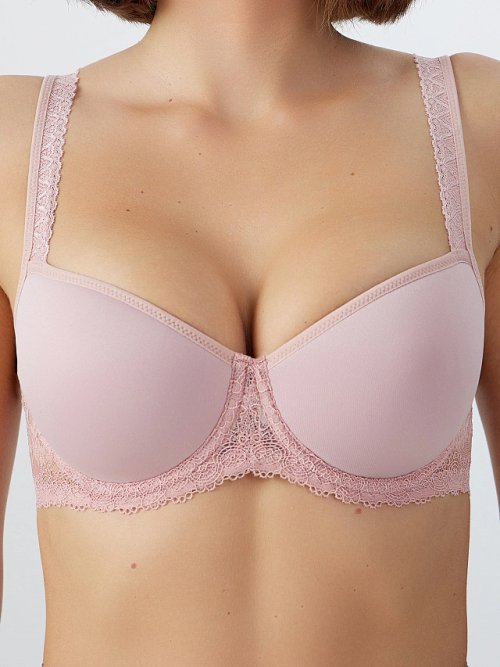 Бюстгальтер женский розовый с кружевом, фото 1 из 21